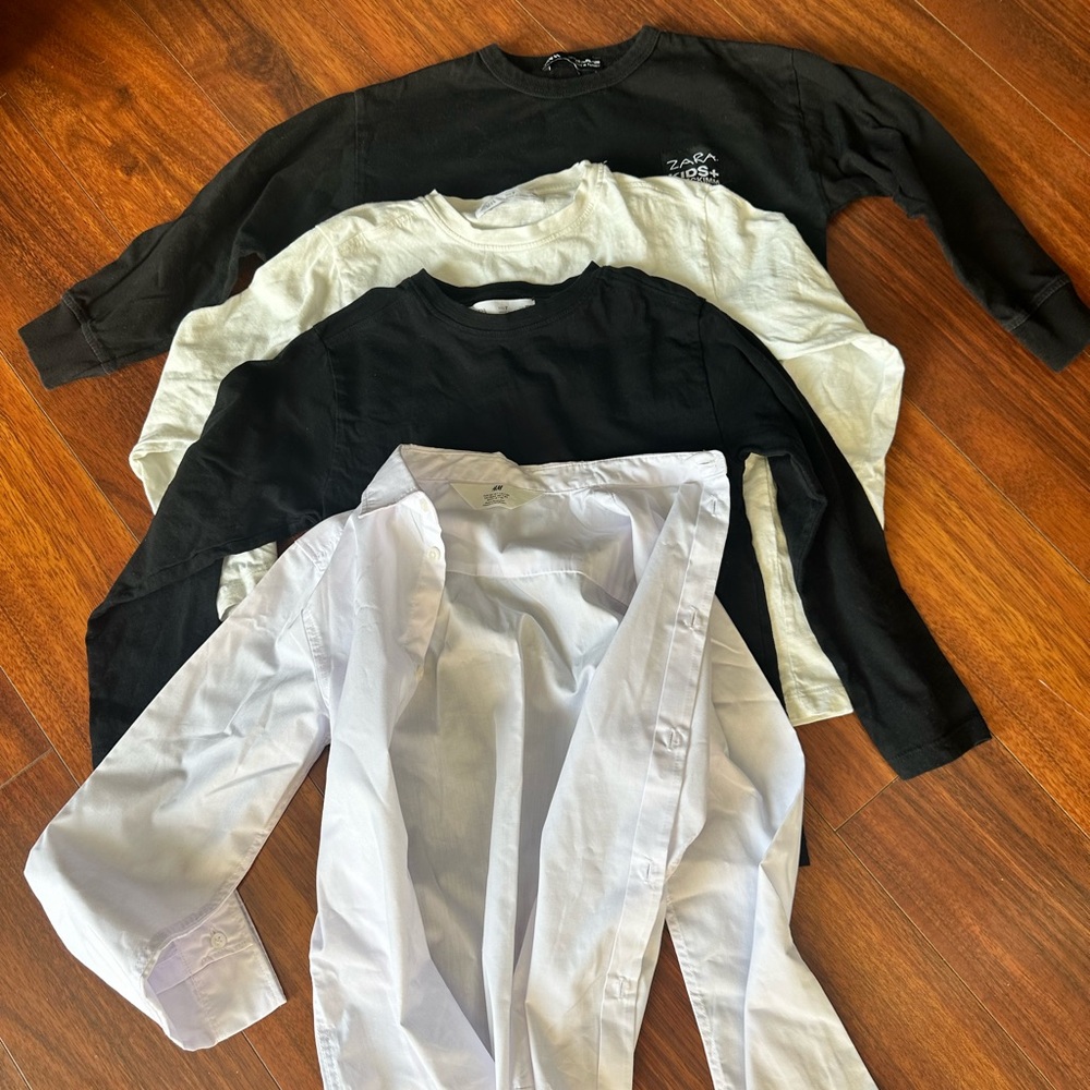 Zara Black, White, and Cream Long Sleeve Tops